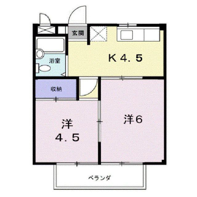 幕山トップハイツ(2K/2階)の間取り写真
