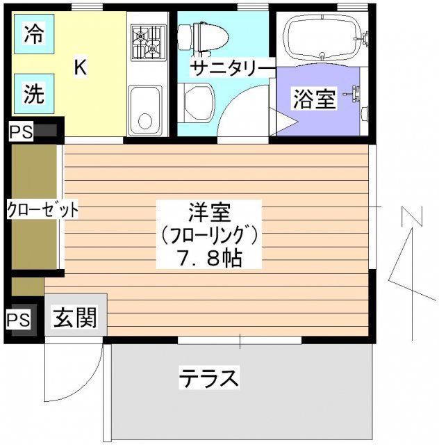 ウィステリアI(1K/1階)の間取り写真
