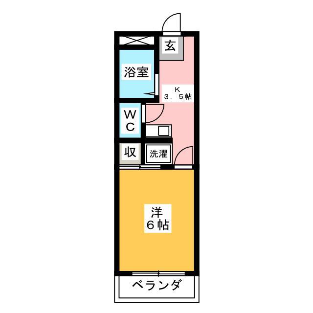 ウィスタリアビル(1K/2階)の間取り写真