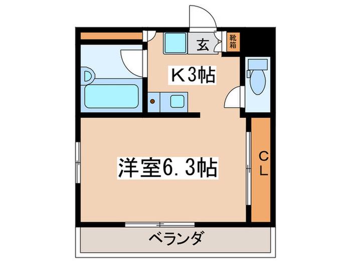 TKビル(1K/2階)の間取り写真