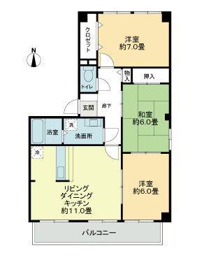 フォブールサウス(3LDK/2階)の間取り写真
