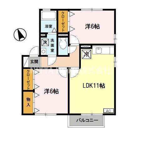 RIOAONOII号館(2LDK/2階)の間取り写真