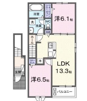 ルミナーレB(2LDK/1階)の間取り写真