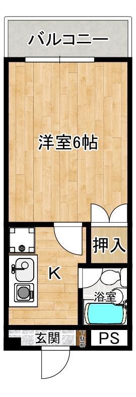 玉井ビル2(1K/2階)の間取り写真
