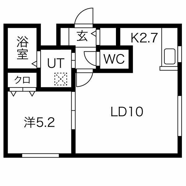 クラリス白石中央(1LDK/4階)の間取り写真