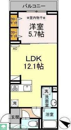 セレスティア北烏山(1LDK/1階)の間取り写真