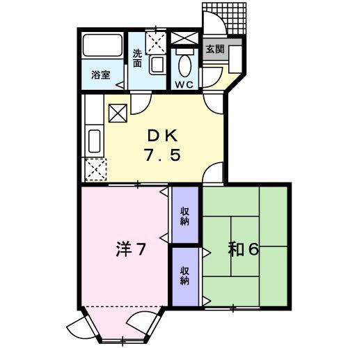 シャルマン(2DK/1階)の間取り写真