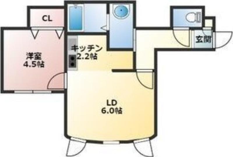 KAZU栄町(1LDK/2階)の間取り写真