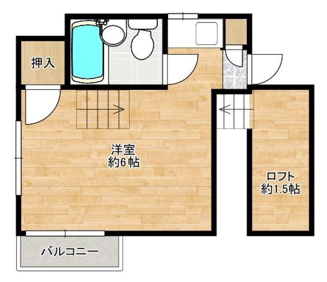 コクーン姪浜駅西(ワンルーム/2階)の間取り写真