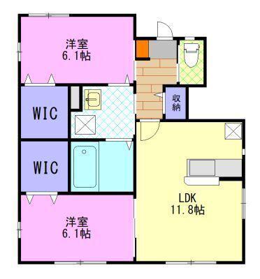 カーサ中坂上J(2LDK/1階)の間取り写真