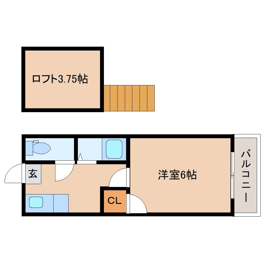 アメニティ東仙台A(1K/1階)の間取り写真