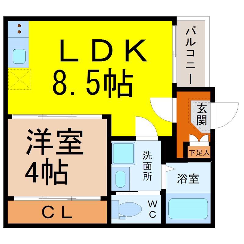 ハーモニーテラス中村公園(1LDK/2階)の間取り写真