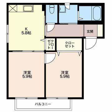 フォレスト エバー INN B(2K/2階)の間取り写真