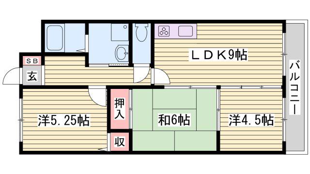 ベアーズ土山(3LDK/4階)の間取り写真