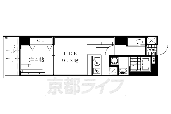 アスヴェル京都東堀川(1LDK/5階)の間取り写真