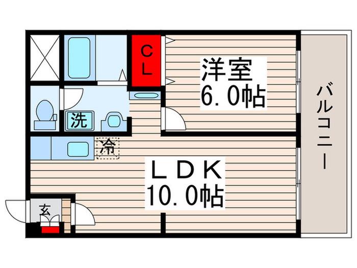 ツイン・コートE(1LDK/4階)の間取り写真