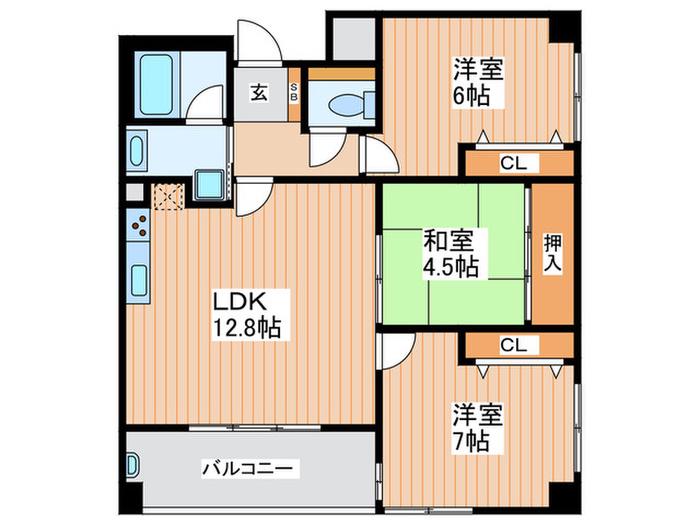 CASA CARA(3LDK/2階)の間取り写真