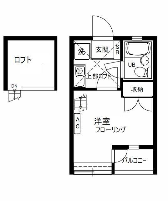 第3カインド(1K/2階)の間取り写真