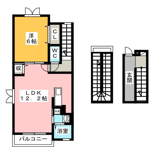 岳南電車 ジヤトコ前駅(ジヤトコ1地区前) 徒歩12分 3階建 築14年(1LDK/3階)の間取り写真