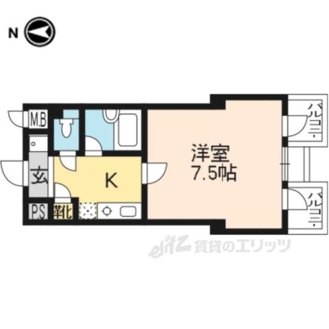 パインフィールド御池(1K/7階)の間取り写真