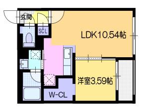 ラ・シュエットS6(1LDK/4階)の間取り写真