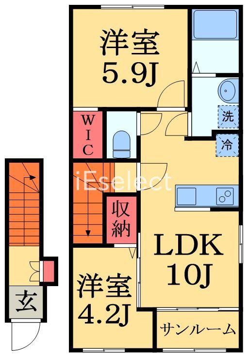 ソル・ルーベル(2LDK/2階)の間取り写真