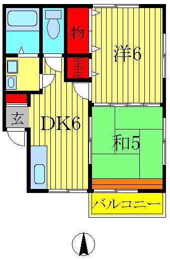 アクシオン小倉(2DK/2階)の間取り写真