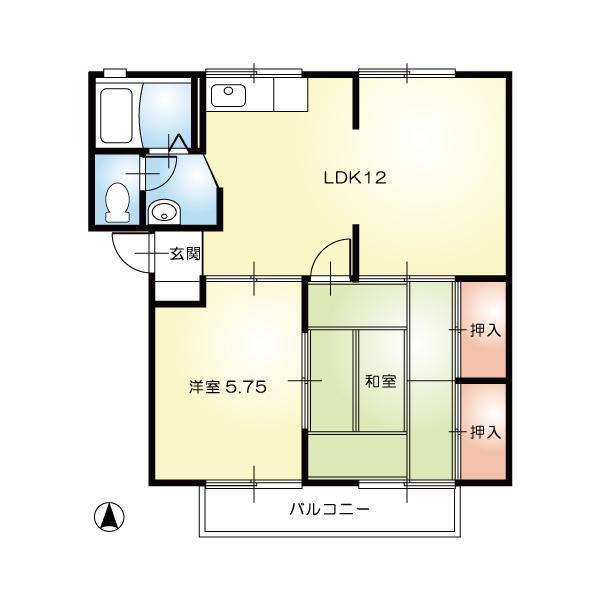 ローズガーデン(2LDK/2階)の間取り写真