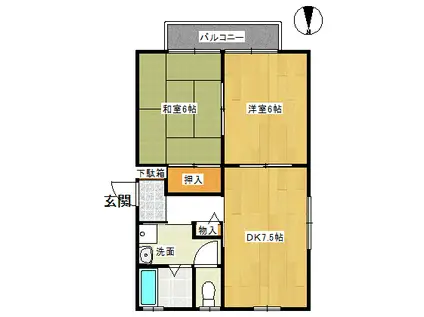 プラセール(2DK/1階)の間取り写真