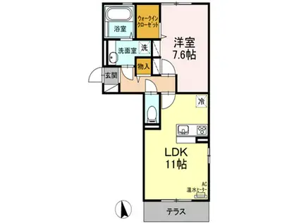 セジュールゼロセカンド(1LDK/1階)の間取り写真