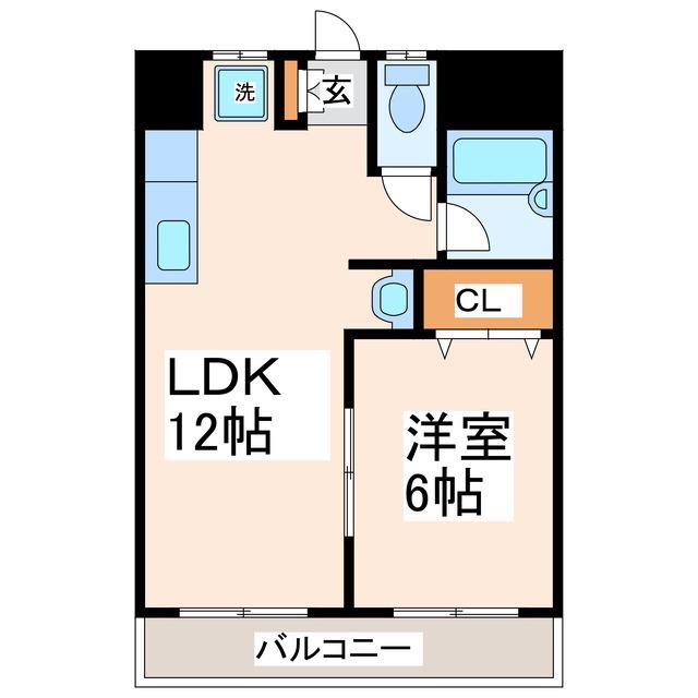 プレジデント島崎(1LDK/4階)の間取り写真