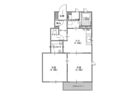プラセールB(2DK/1階)の間取り写真