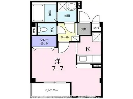 プリマベーラくずは(1K/1階)の間取り写真