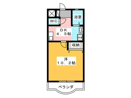 シティーハウス平成(1DK/3階)の間取り写真