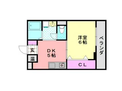 インフィールドハイツII(1DK/6階)の間取り写真