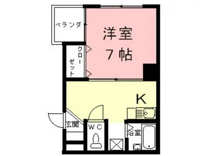 ツツミフローレ(1K/4階)の間取り写真