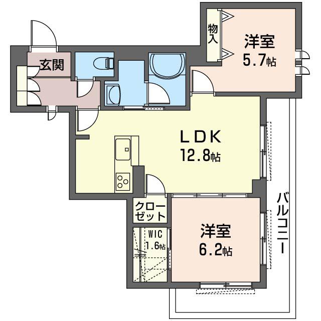 エペリ・メゾン(2LDK/1階)の間取り写真