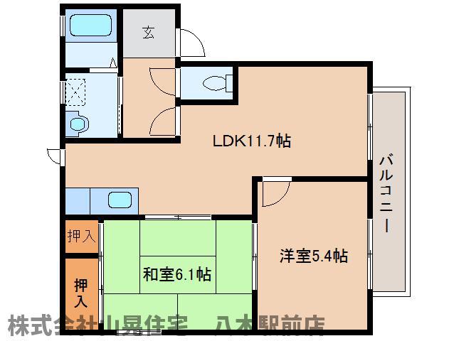 バリュージュ植善A(2LDK/2階)の間取り写真