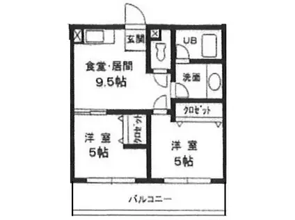 伊藤ビル(2LDK/4階)の間取り写真