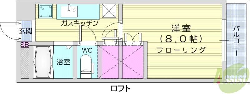 ASSAM(1K/1階)の間取り写真