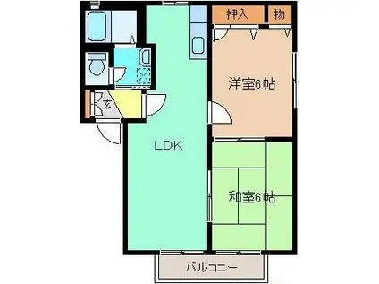 パストラル 桐生(2LDK/2階)の間取り写真