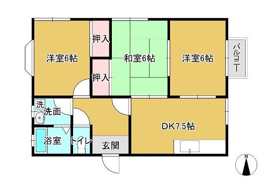 ハウス新町(3DK/2階)の間取り写真