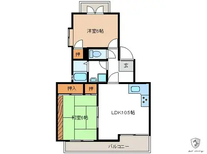 わっと・はうす(2LDK/3階)の間取り写真