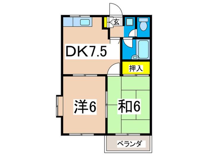 コンフォルト23(2DK/2階)の間取り写真