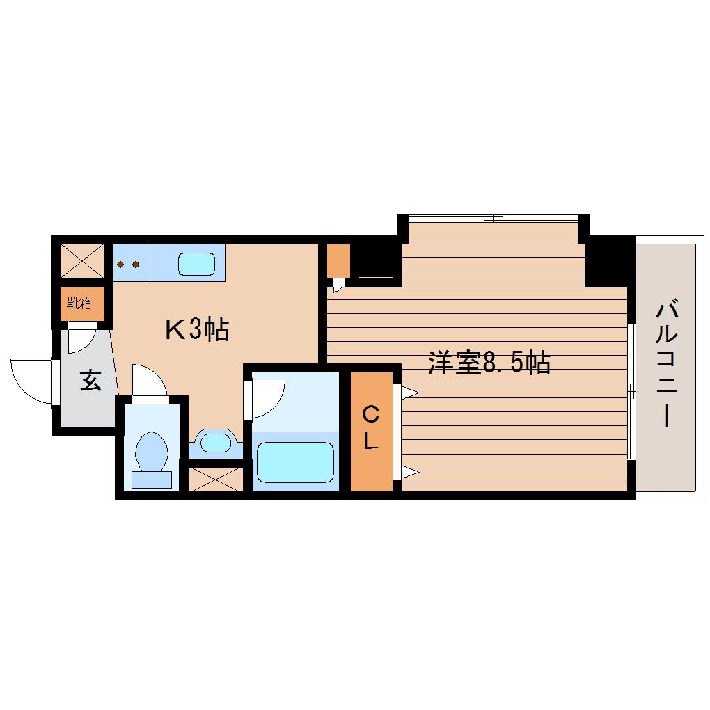 コンバウス上杉第二ビル(1K/2階)の間取り写真