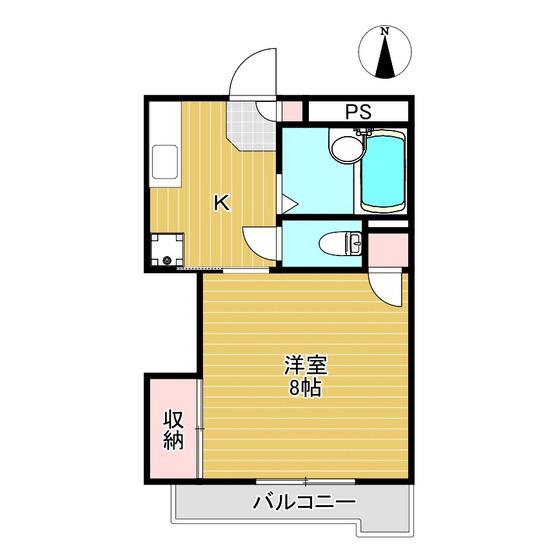 Fハイツ小原田(1K/2階)の間取り写真