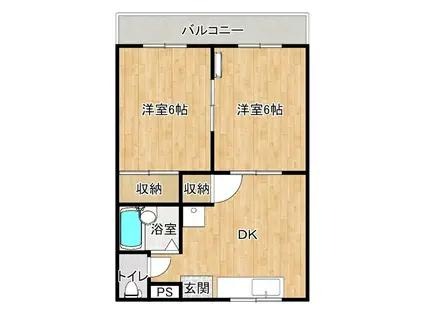 カルートン博多(2DK/2階)の間取り写真