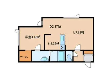HONDORI TERRACEホンドオリテラス(1LDK/2階)の間取り写真