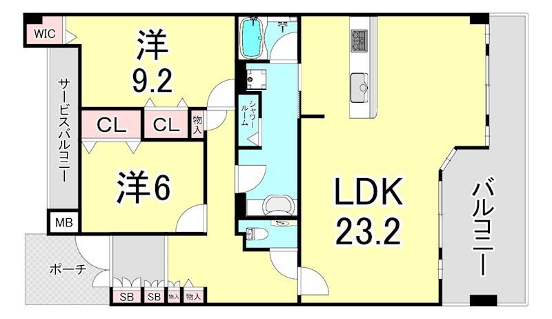 名次町ロジュマン(2LDK/2階)の間取り写真