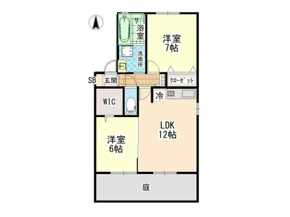 プラザシャルムC(2LDK/1階)の間取り写真